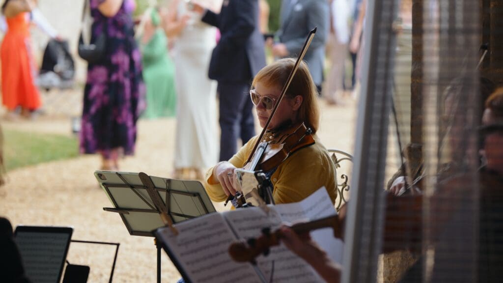 String quartet at Pentney Abbey wedding reception