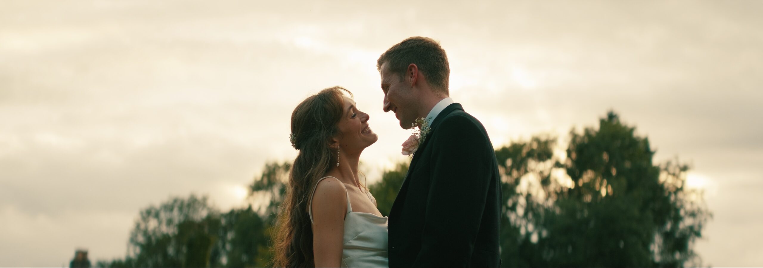Couple at Golden Hour at Stradsett Hall in Norfolk