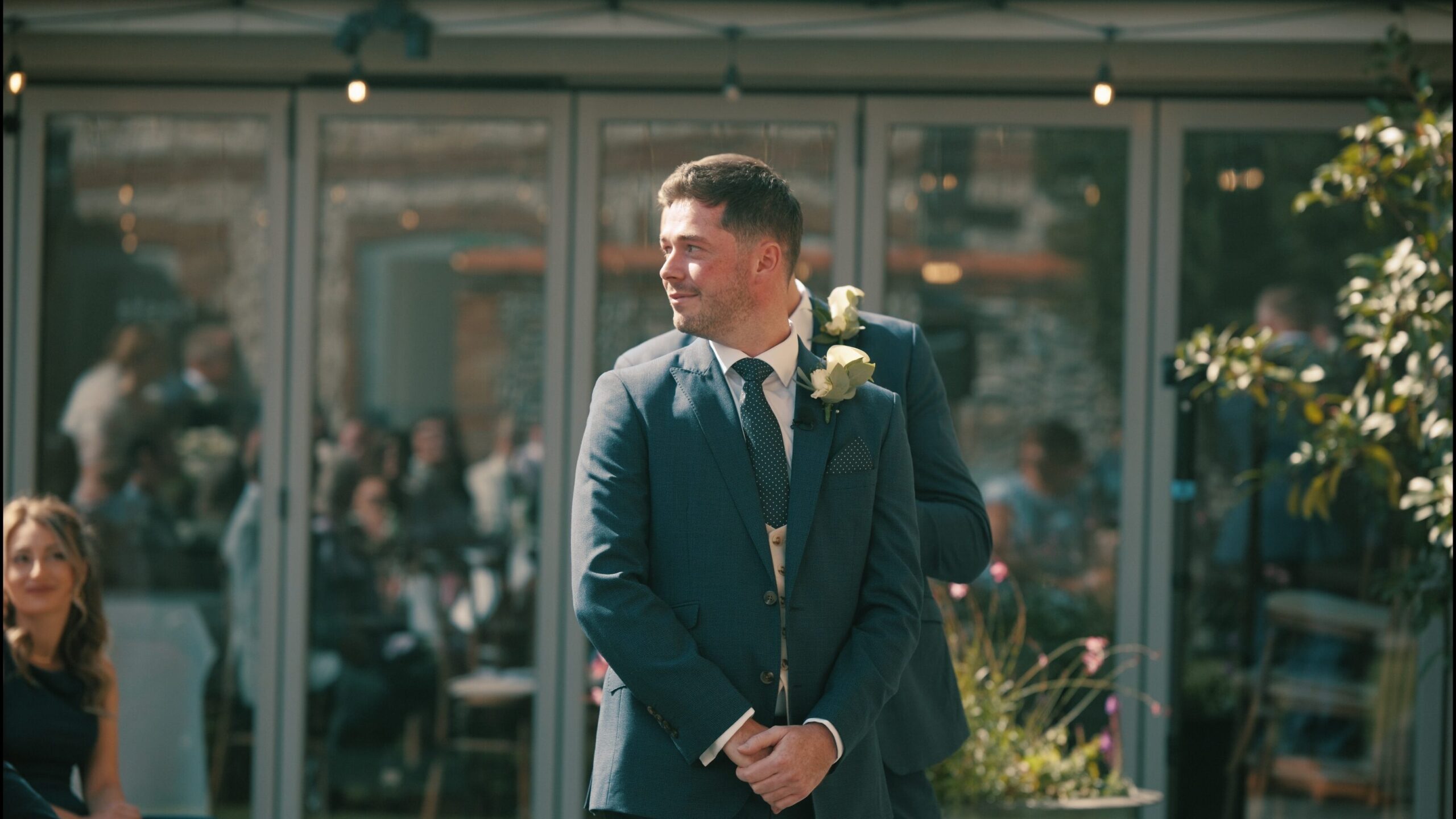 Norfolk wedding ceremony groom reaction